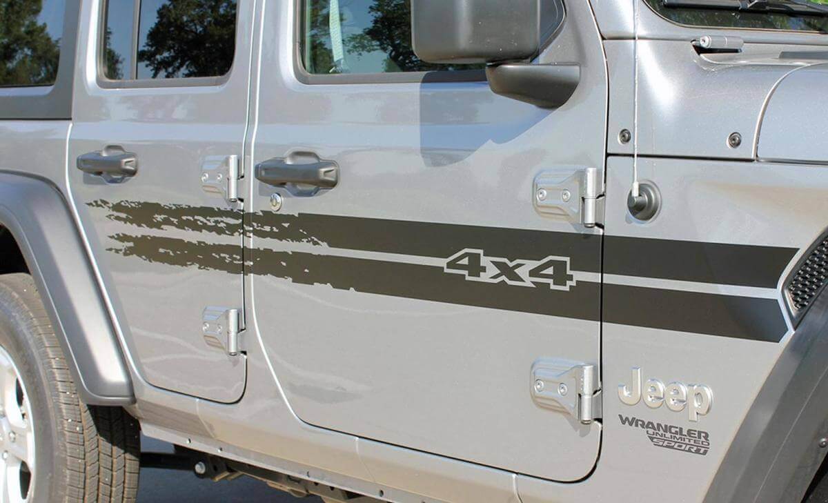 Sport 4x4 Used Look Seitenstreifen Vinyl-Aufkleber Set für Jeep Wrangler