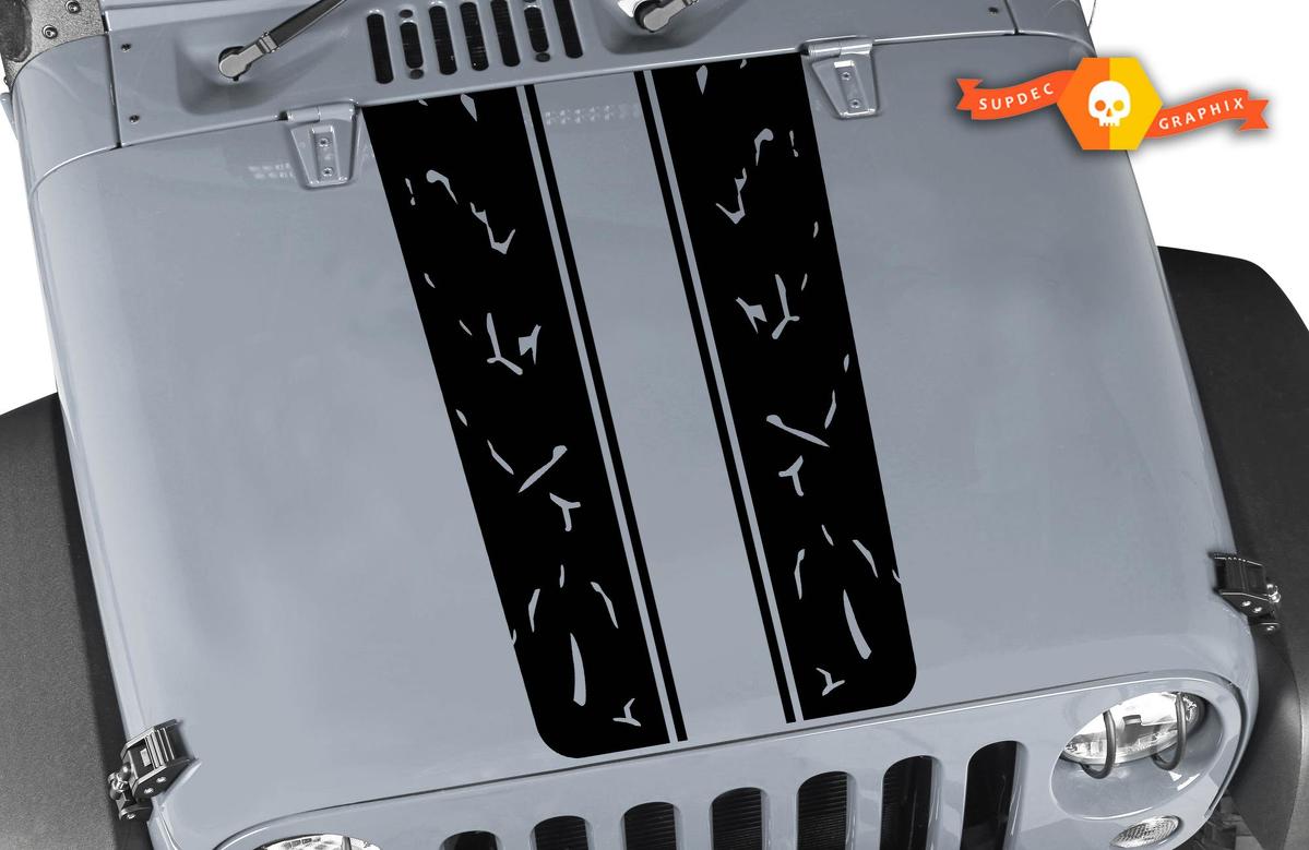 Aufkleber Aufkleber Vinyl Hood Stripes für Jeep Wrangler 2011 - 2019 Offroad 4x4