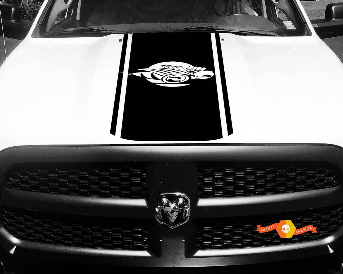 Rumble Bee Stil Umriss Streifen Motorhauben Vinyl Aufkleber Sticker für Dodge Ram 1500