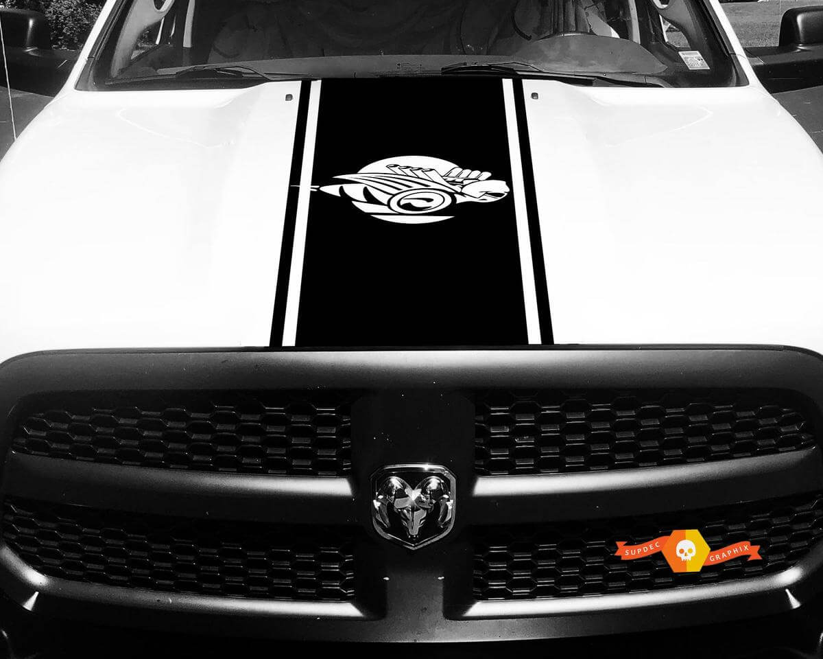 Dodge Ram 1500 2500 3500 Vinyl Racing Stripe Rumble Bee Hemi Hood Aufkleber Aufkleber #9
