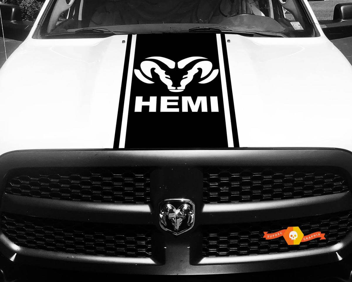 Dodge Ram 1500 2500 3500 Vinyl Racing Stripe RAM Hemi Hood Aufkleber #14
