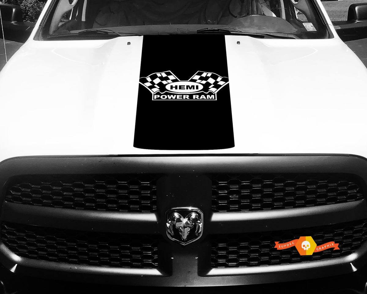 Dodge Ram Aufkleber Vinyl Checkered Flag Hemi Power Ram Hood Racing Stripe Aufkleber #61

