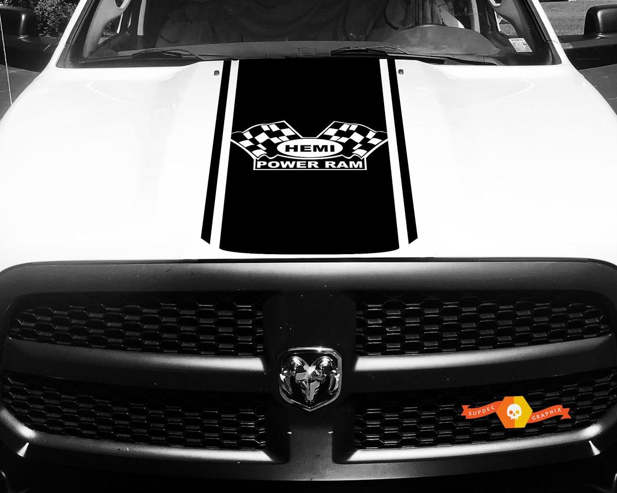 Dodge Ram Aufkleber Vinyl Checkered Flag Hemi Power Ram Hood Racing Stripe Aufkleber #63
