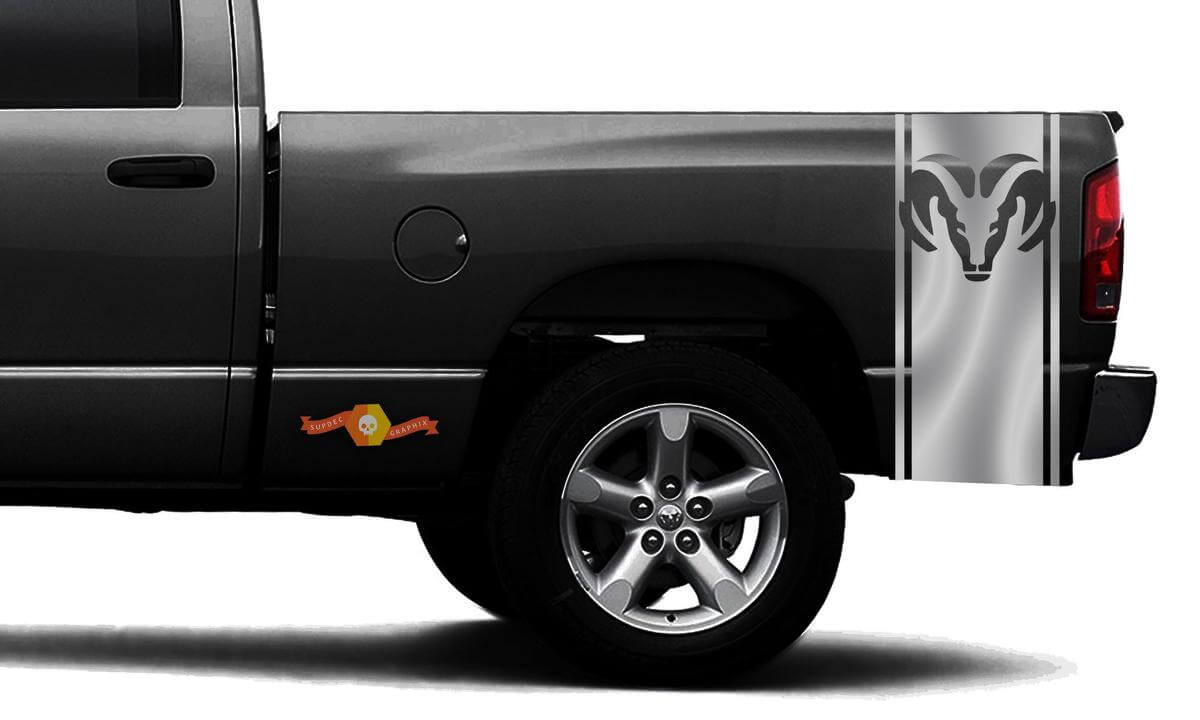 DODGE RAM 1500 VINYL-AUFKLEBER Bettseitenstreifen Renn-CHROM-Aufkleber DODGE #90
