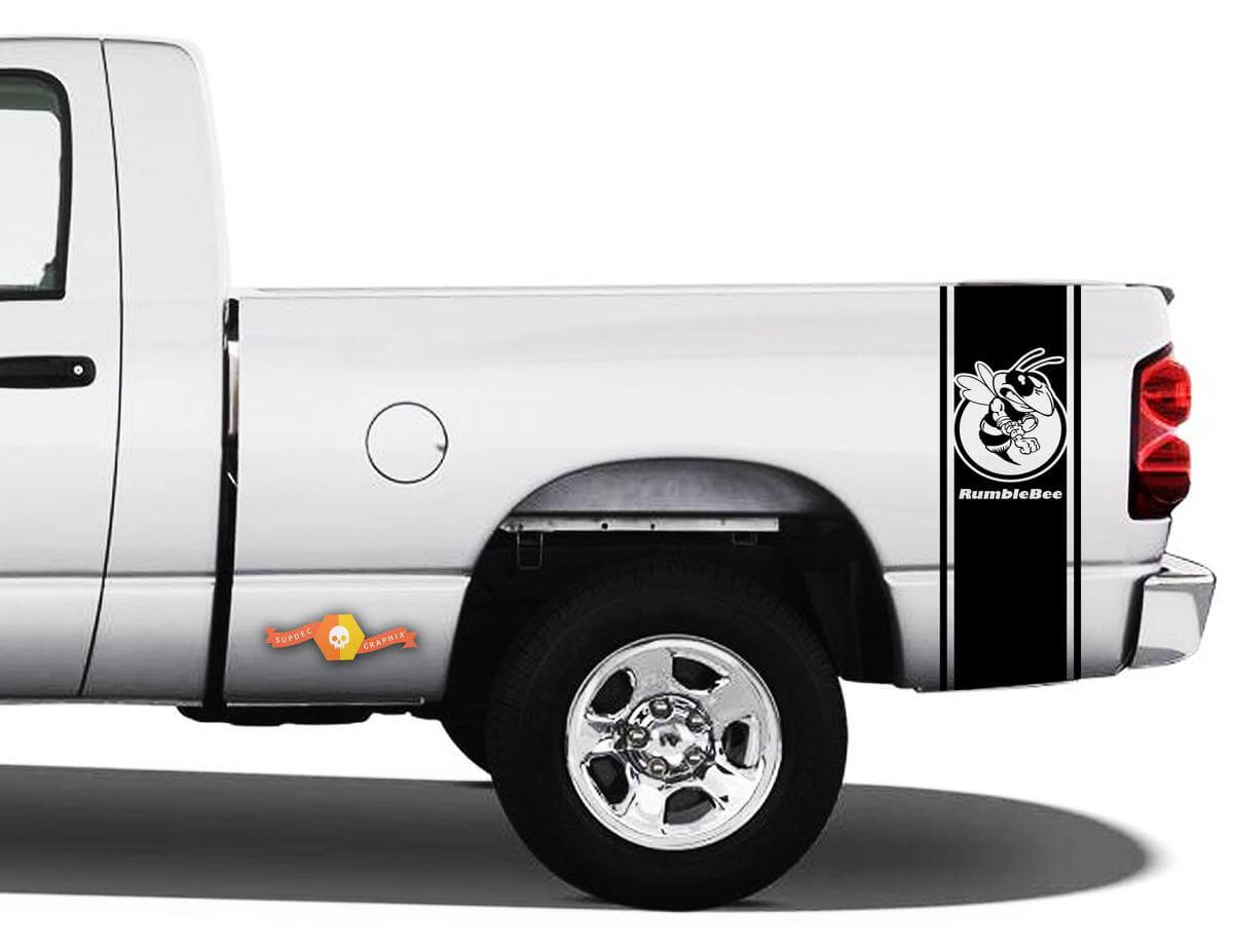 Rumble Bee Seitlicher Betten-Streifen Vinylaufkleber-Kit #107 für Dodge Ram 1500