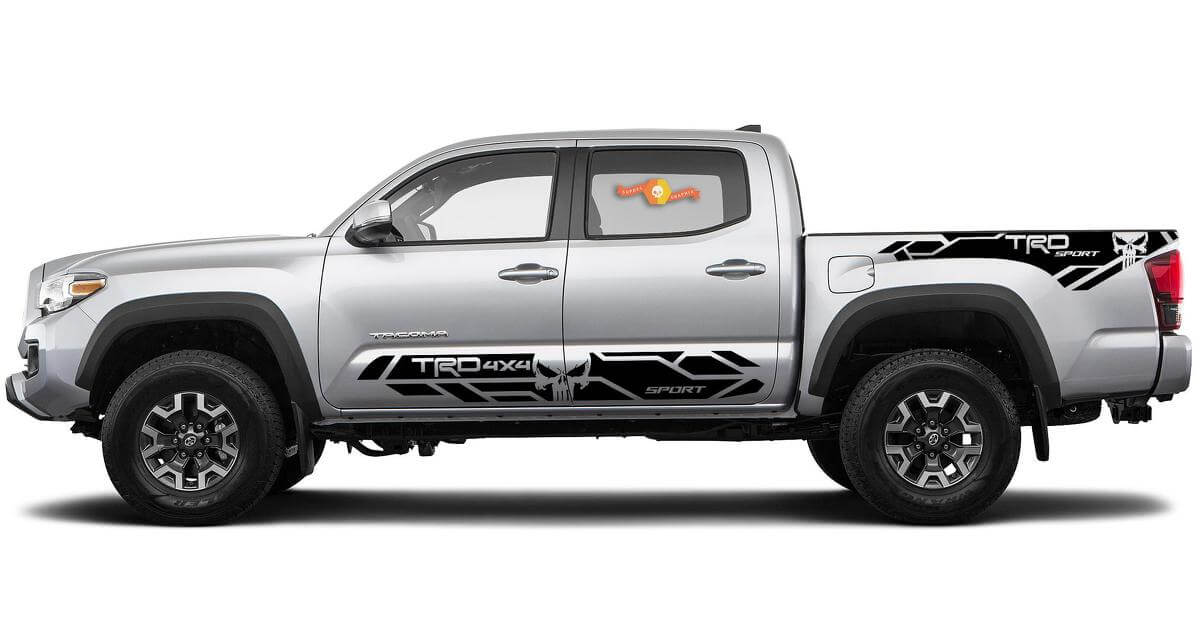 TRD 4x4 Sport Punisher Seitenschweller- und Ladebett-Seiten Vinyl-Aufkleber-Kit für Toyota Tacoma 2016-20