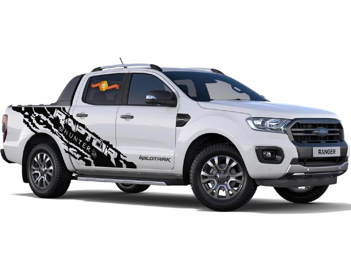 2x Hunter große Seiten -Vinyl -Abziehbilder für Ford Ranger Raptor
