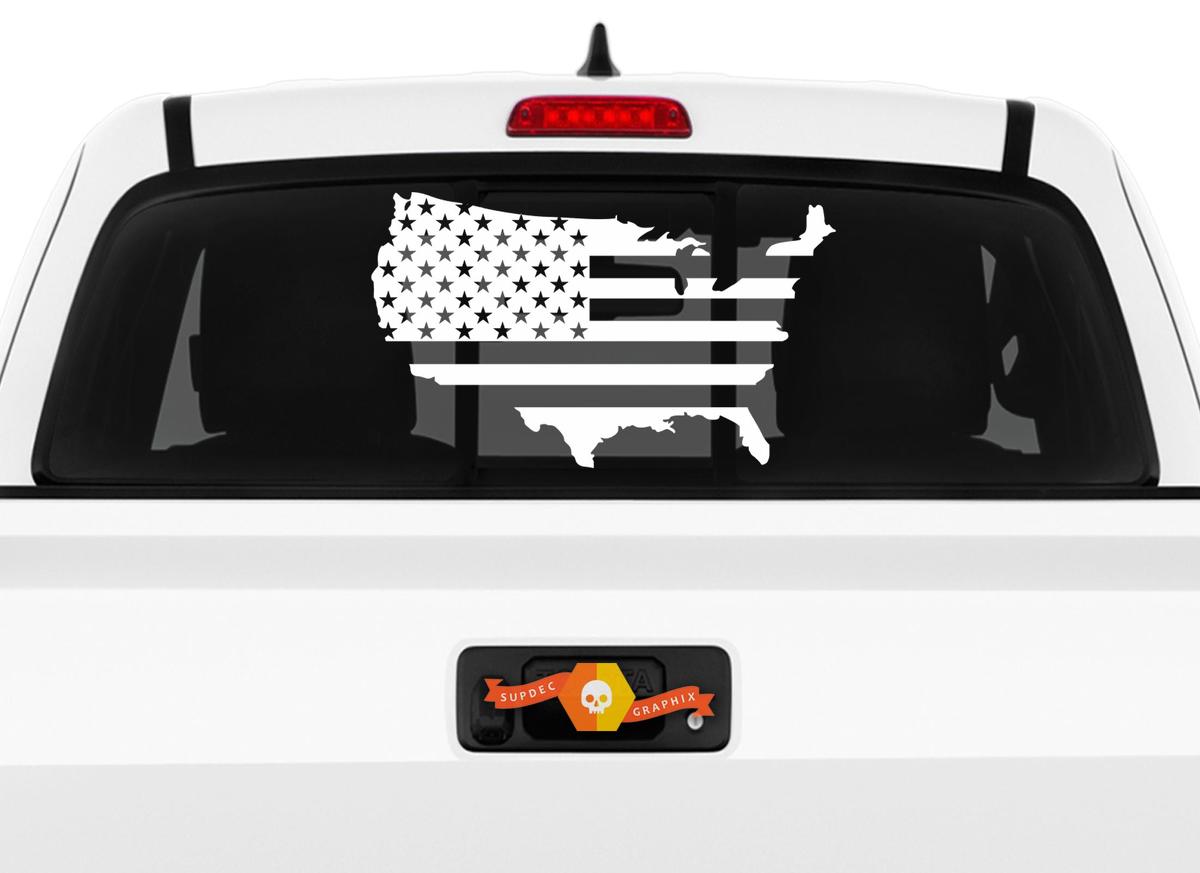 Umriss USA-Karte mit amerikanischer Flagge Heckscheiben-Vinylaufkleber für LKWs