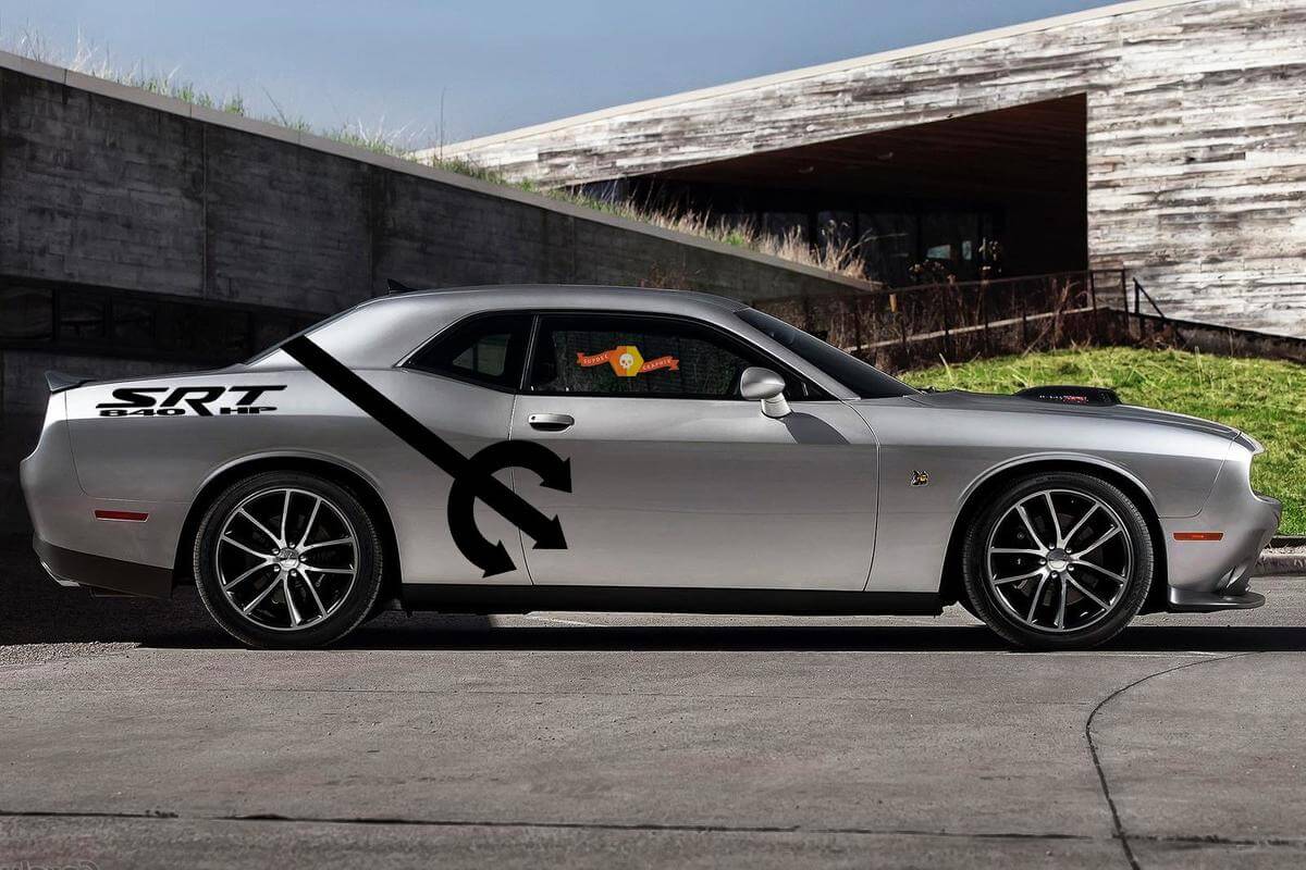 2 Seite Dodge Challenger DEMON Pitchfork SRT 840 HP Seite Vinyl Aufkleber Grafik Aufkleber-3
