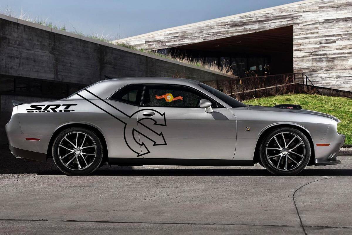2 Seite Dodge Challenger DEMON Pitchfork SRT 840 HP Seite Vinyl Aufkleber Grafik Aufkleber-4
