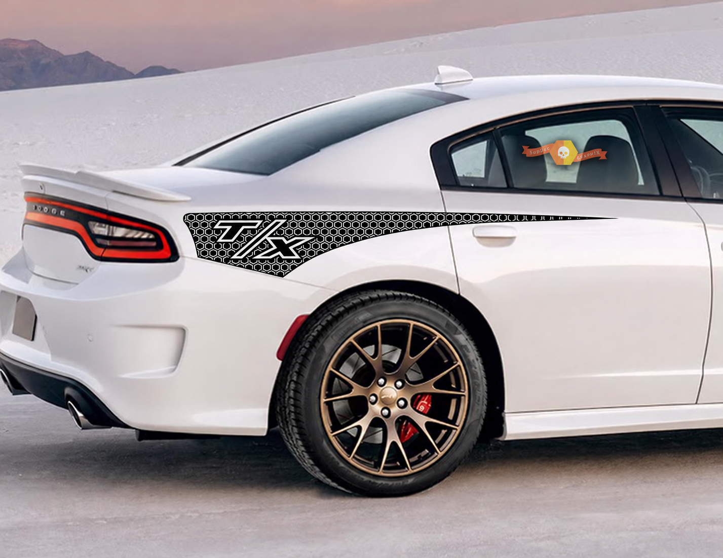 T/X Honeycomb Quarter Spear Pair Hinterer Kotflügel Vinylaufkleber für Dodge Charger 2011-2020