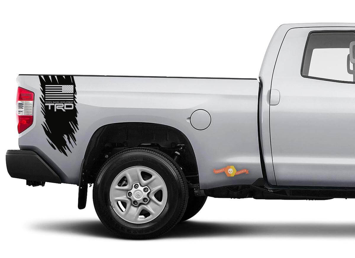 TRD USA Flag Used-Look Vinyl-Aufkleber für das Seitenteil des Toyota Tundra