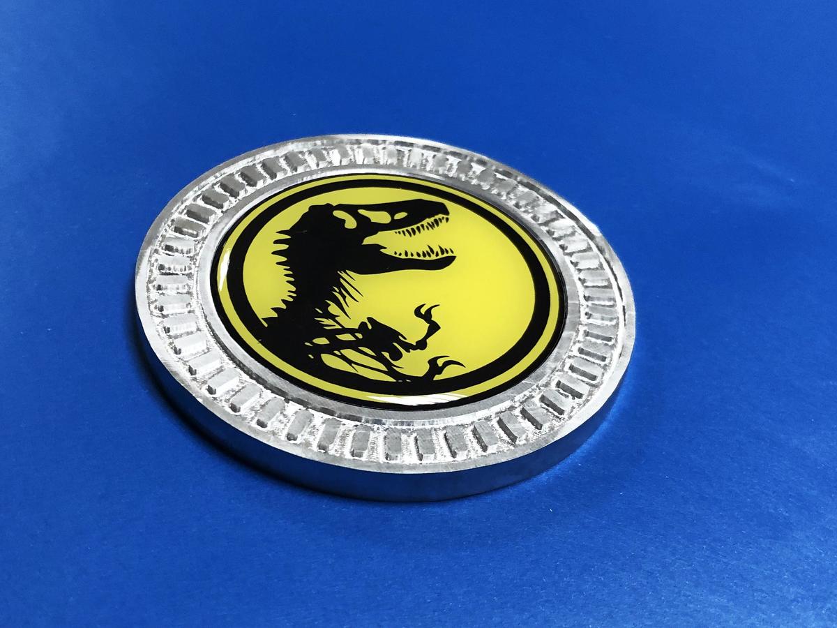 3D-Abzeichen Jurassic Park Metall Aluminium Bettseitenemblem für Jeep Wrangler JL JK YJ TJ
