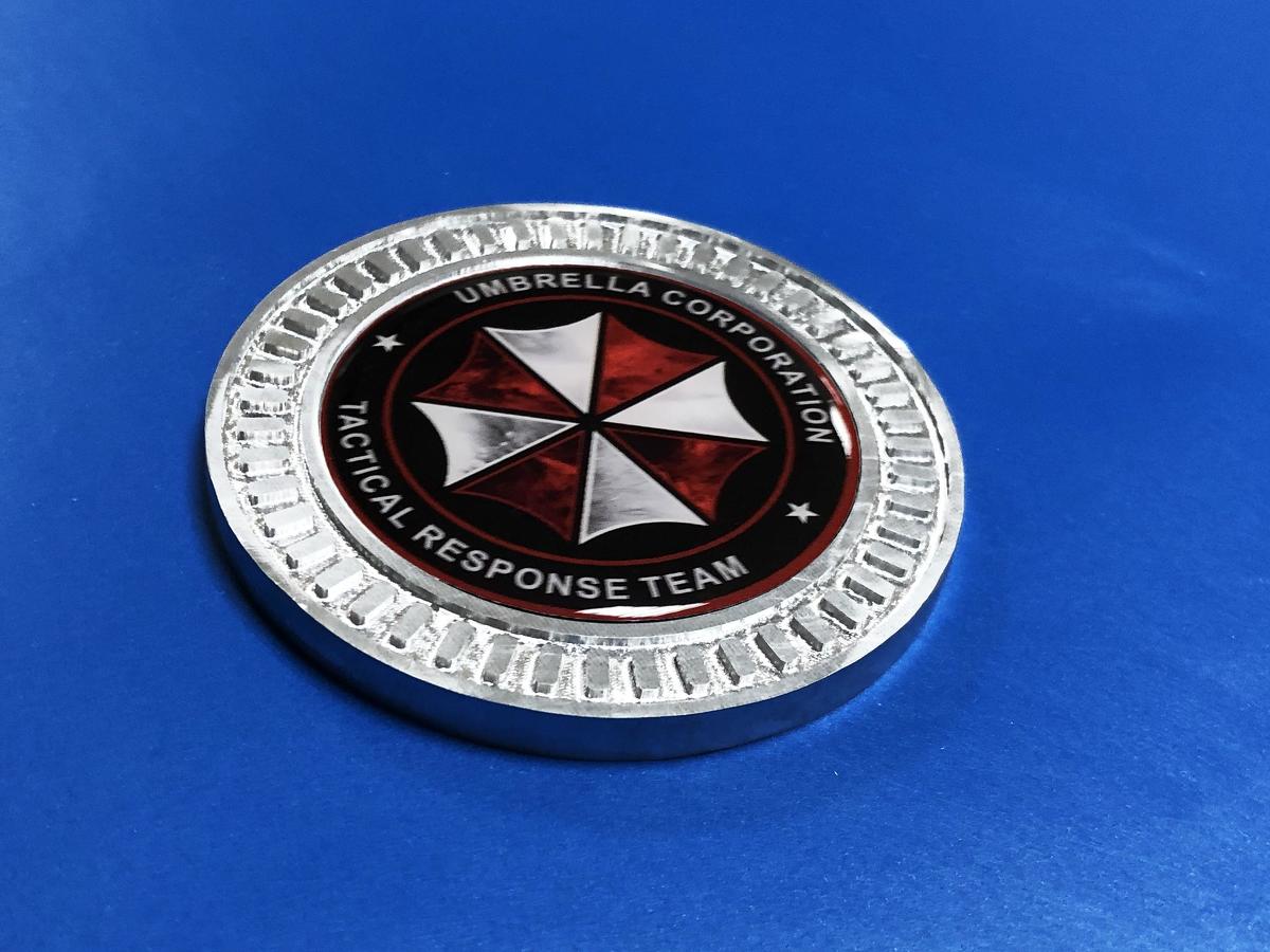 3D-Abzeichen Umbrella Corp Team Metall Aluminium Bettseitenemblem für Jeep Wrangler JL JK YJ TJ
