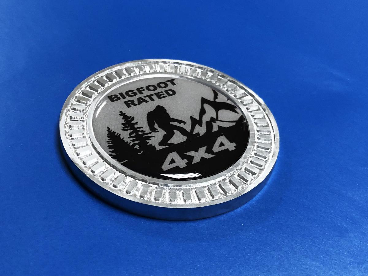 3D-Abzeichen Bigfoot Rated 4x4 Metall Aluminium Bettseitenemblem für Jeep Wrangler JL JK YJ TJ
