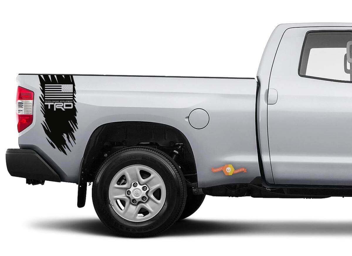 TRD USA-Flagge im Used-Look Vinyl-Aufkleber für die Seitenwand des Toyota Tacoma