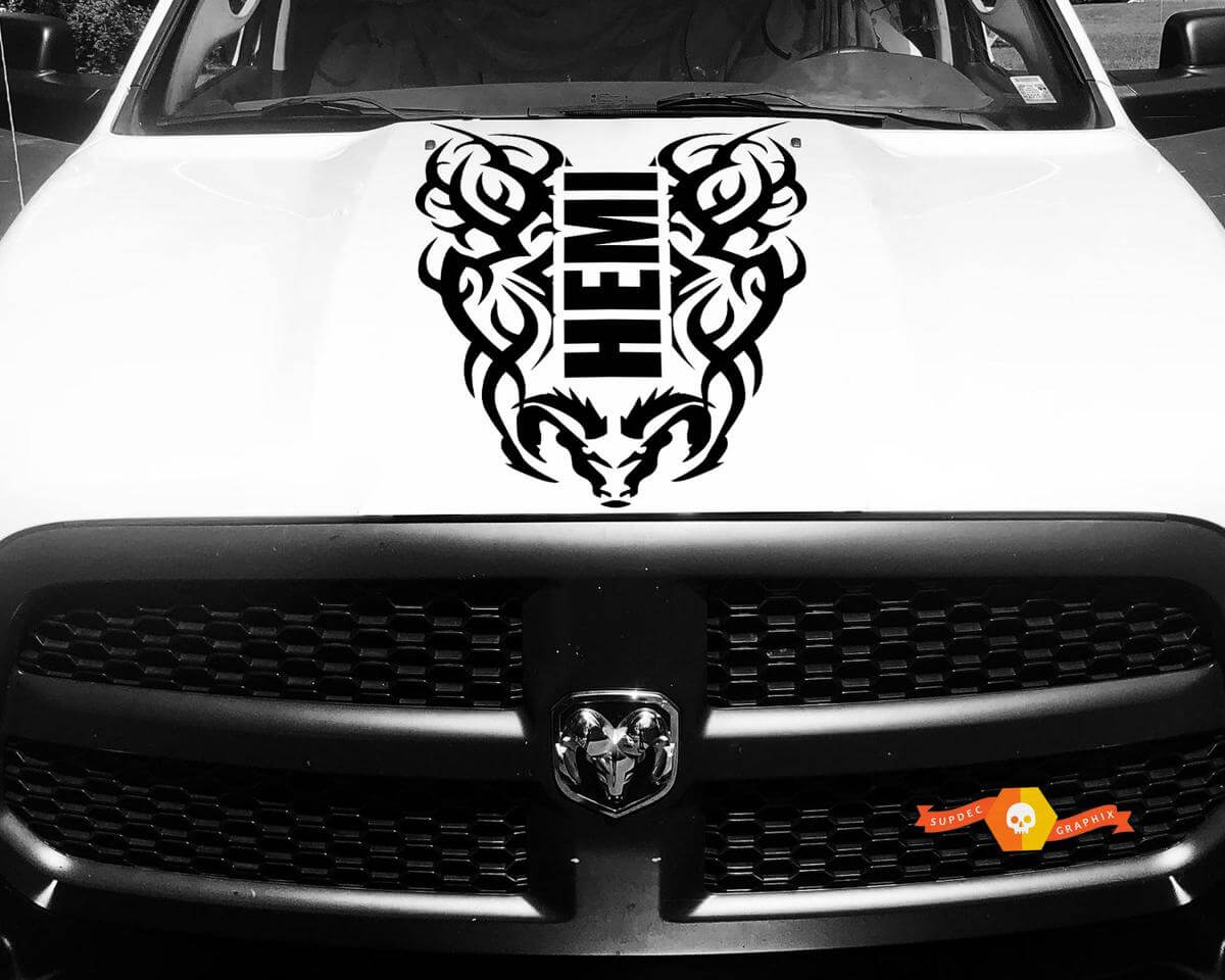 Tribal Style Hemi Hauben Vinylaufkleber für Dodge Ram 1500