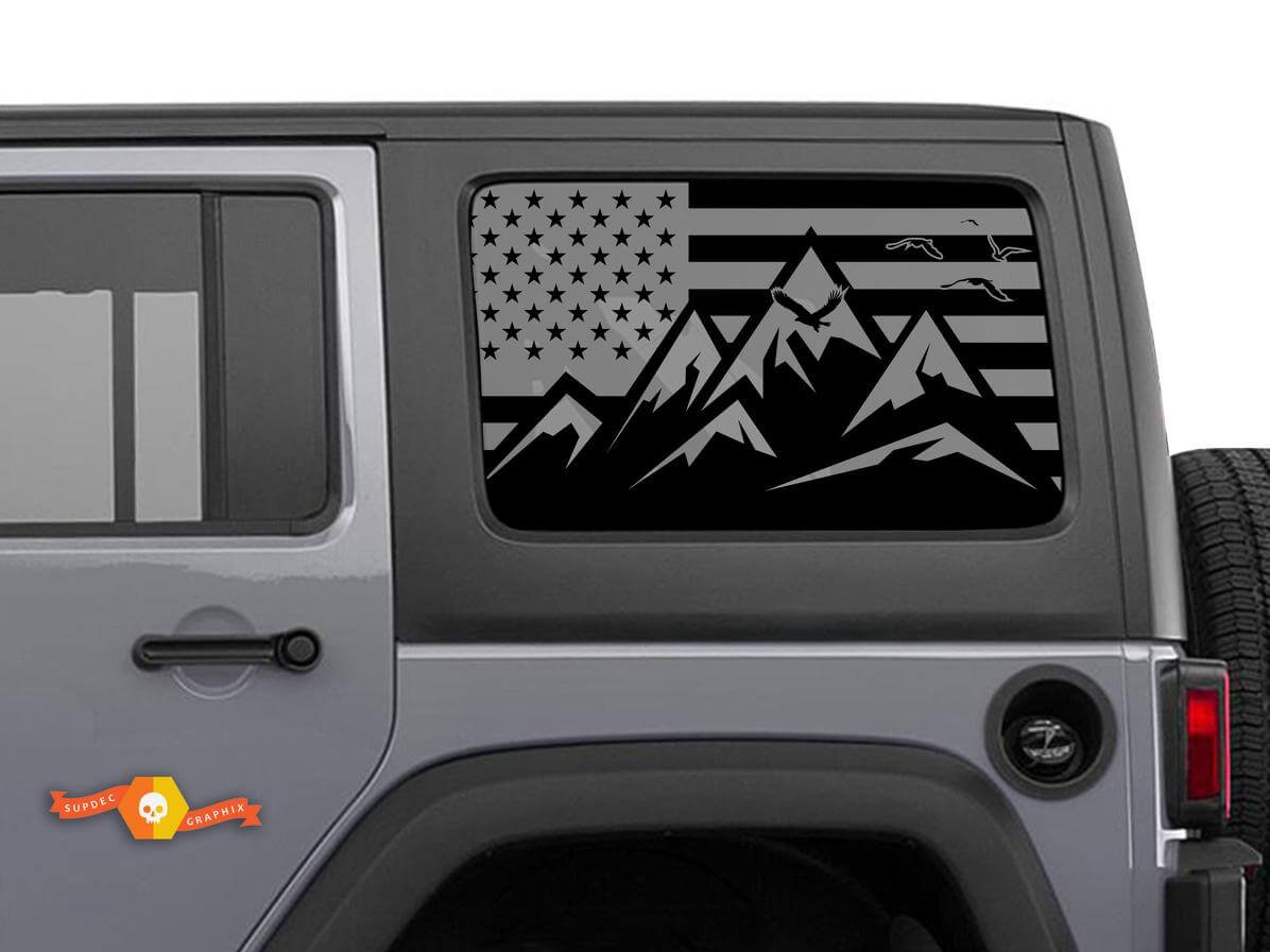 USA-Flagge Berge Windschutzscheiben Vinyl-Aufkleber Decal Für Jeep Toyota Dodge Trucks