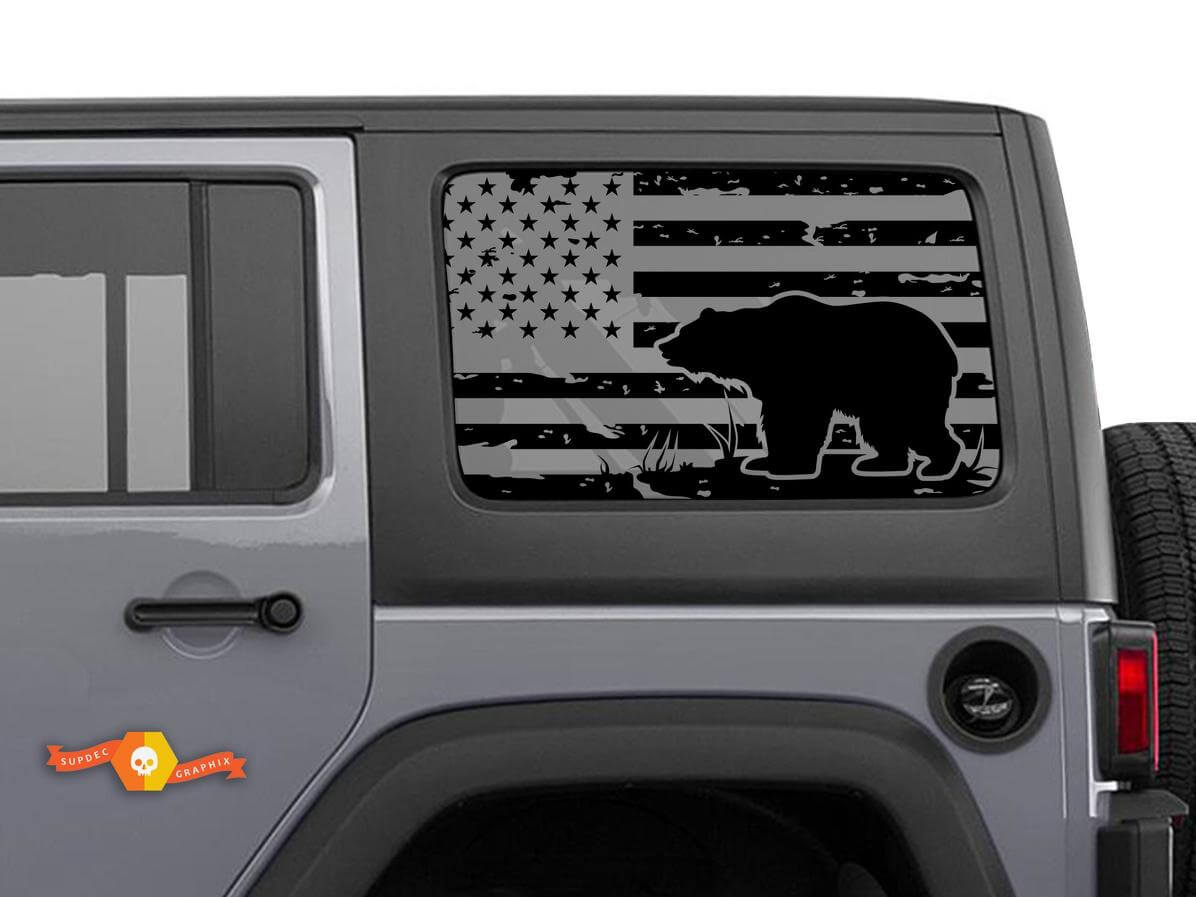 USA-Flaggen-Träger Heckseitenscheiben-Aufkleber Paar für Jeep Wrangler Hardtop