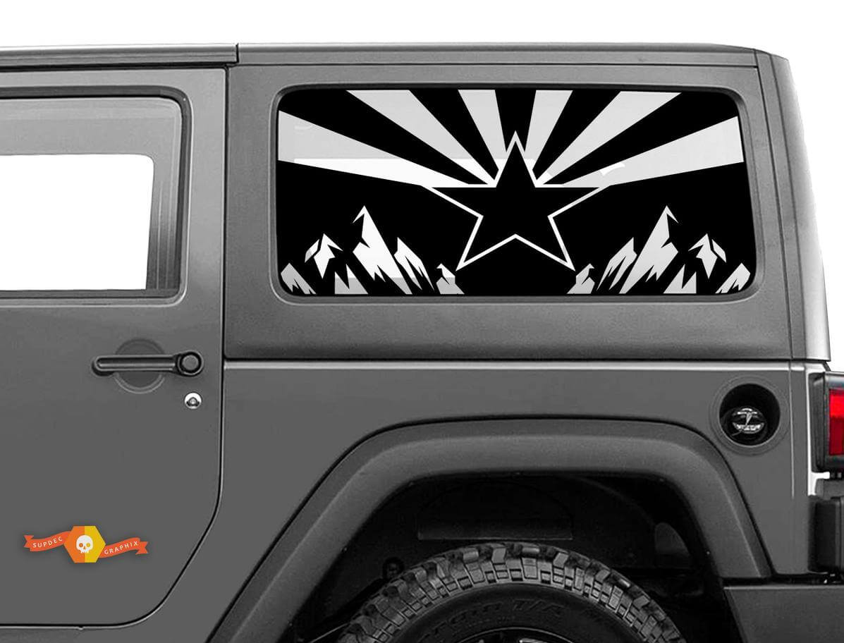 Flagge Arizona Mountains Windschutzscheibenaufkleber für Jeep Wrangler Rubicon Hardtop JKU JLU 2007-2019 oder Tacoma 4Runner Tundra Charger Challenger