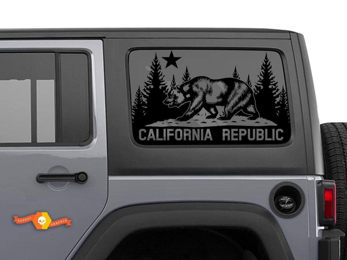 Jeep Wrangler Rubicon Hardtop California Republic Bear Windschutzscheiben-Aufkleber JKU JLU 2007–2019 oder Tacoma 4Runner Tundra Suba Charger Challenger – 36

