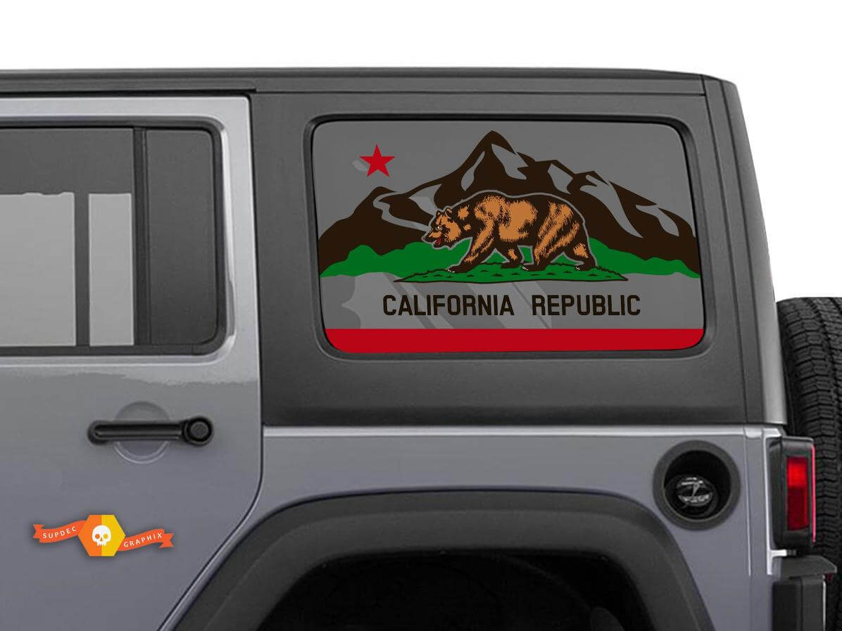 California Republic Mountain Bear Windschutzscheibenaufkleber für Jeep Wrangler Rubicon Hardtop JKU JLU 2007-2019 oder Tacoma 4Runner Tundra Charger Challenger