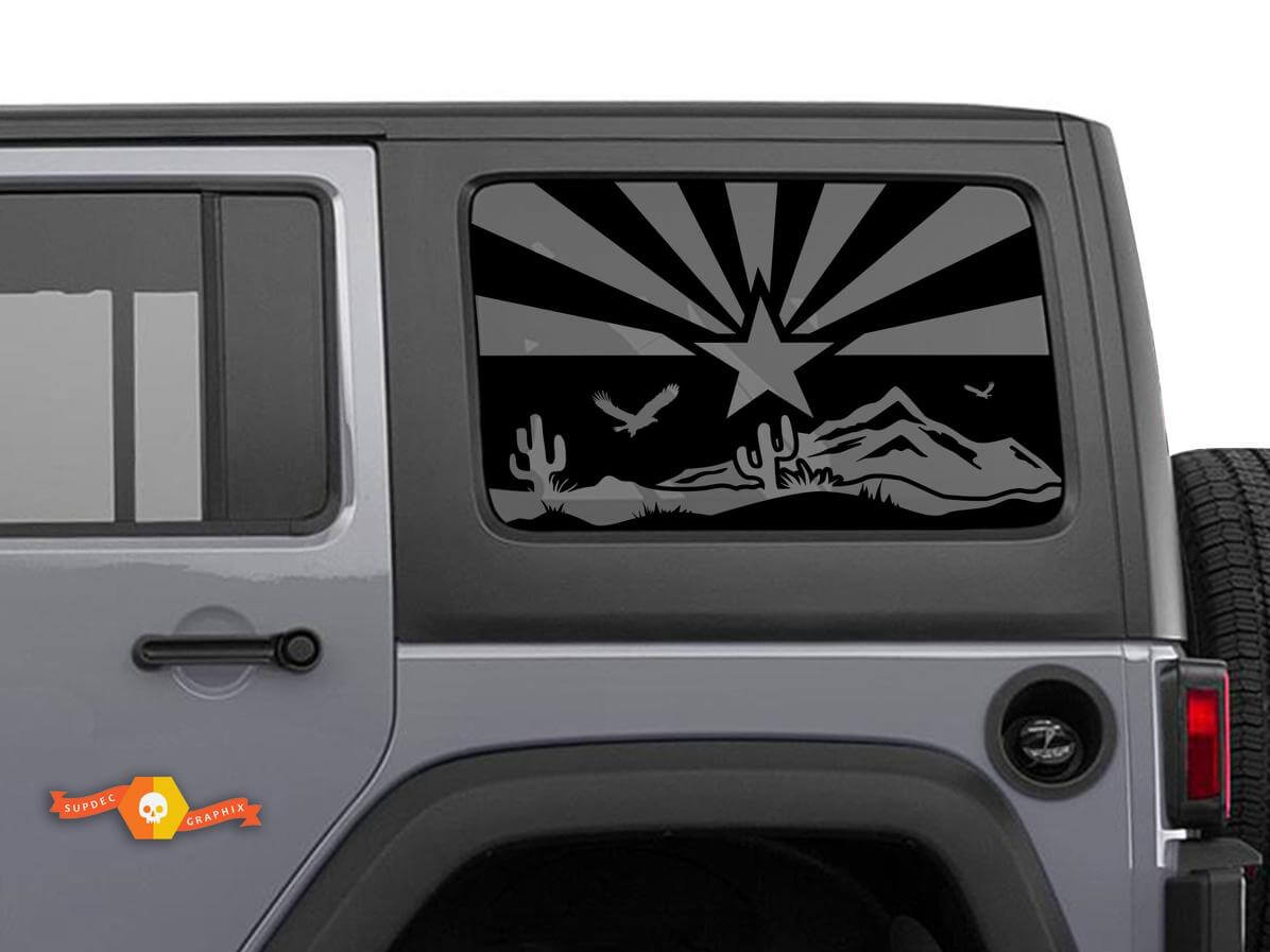 Arizona-Flagge Wüstenlandschaft Aufkleber für Jeep Wrangler Rubicon Hardtop JKU JLU 2007-2019 oder Tacoma 4Runner Tundra Charger Challenger