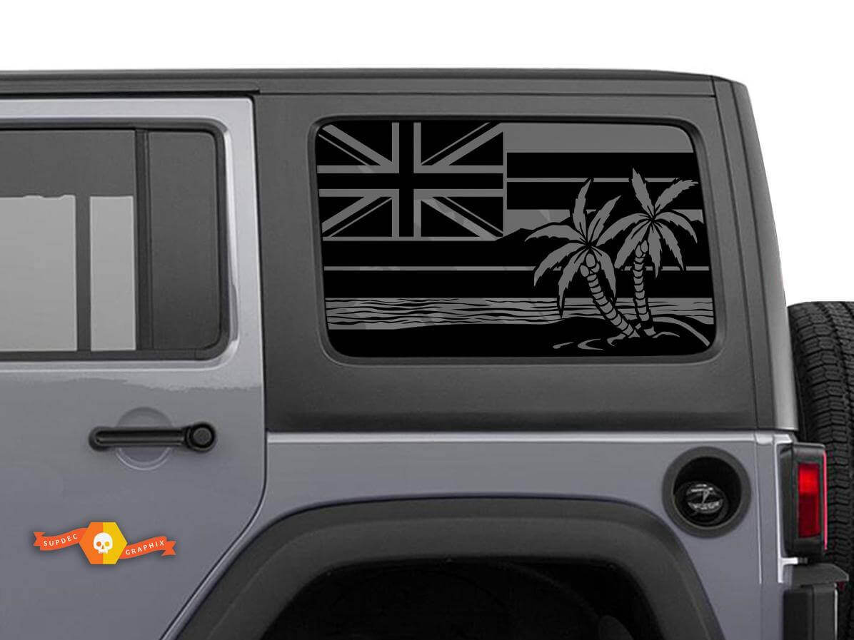 Hawaii Flag Seitenfenster Vinylaufkleber für Jeep Wrangler 2007-2019