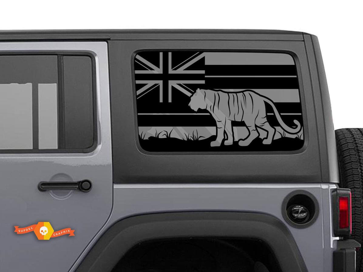 Flagge Hawaii Tiger Windschutzscheibenaufkleber Decal Für Jeep Wrangler Rubicon Hardtop JKU JLU 2007-2019 oder Tacoma 4Runner Tundra Charger Challenger