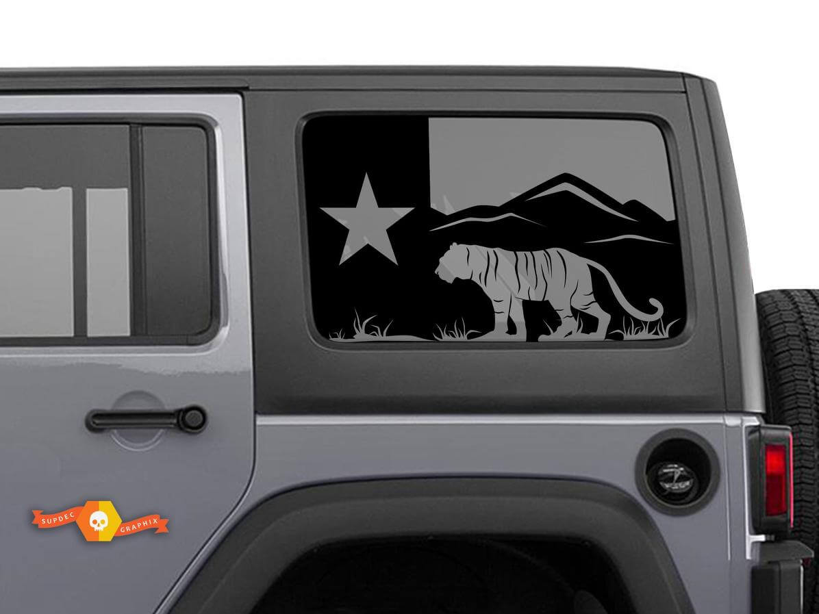 Texas-Flagge Wald Tiger Berge Frontscheibenaufkleber Decal Für Jeep Wrangler Rubicon JKU JLU 2007-2019 oder Tacoma 4Runner Tundra Charger Challenger - 62