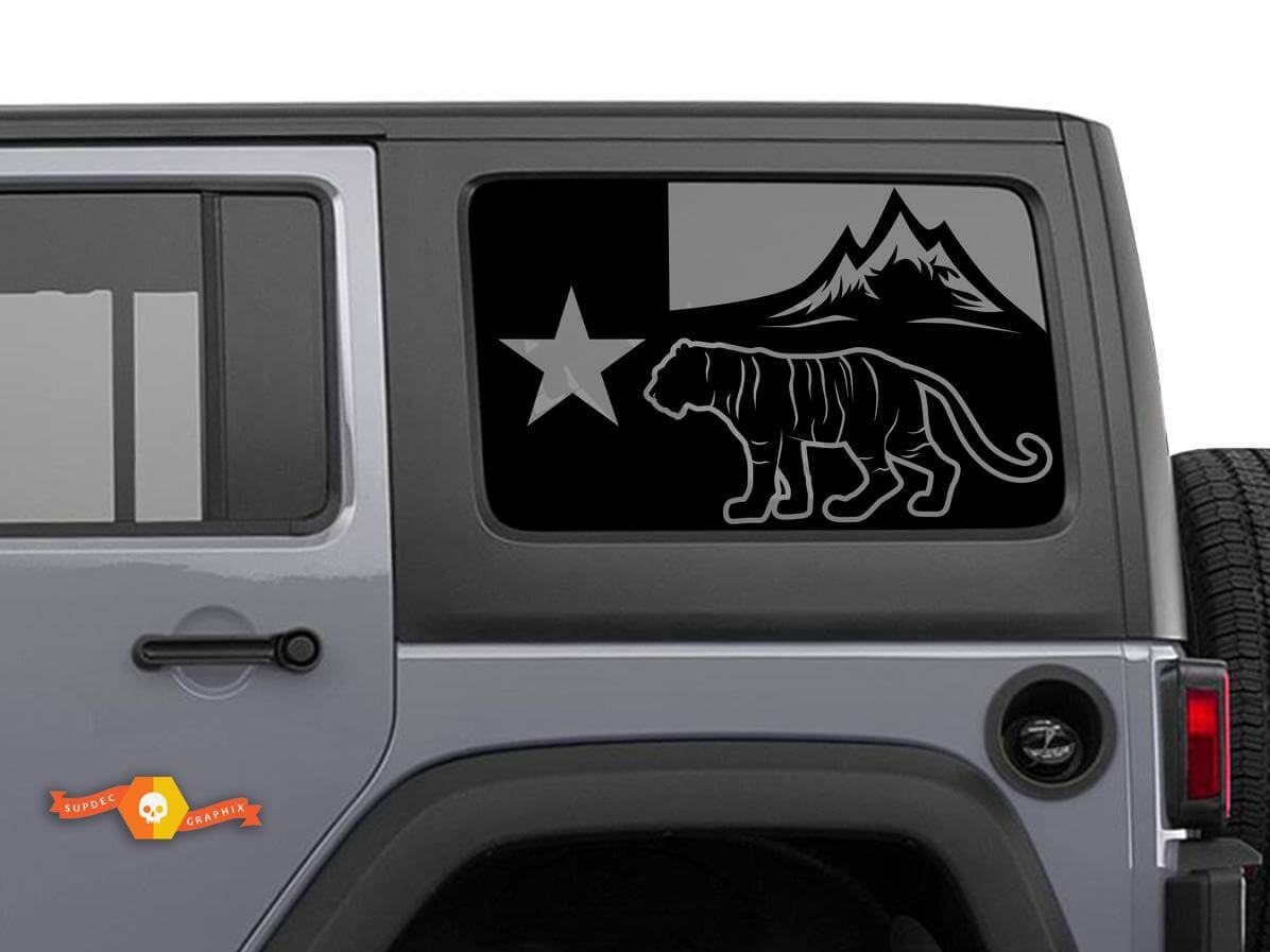 Texas-Flaggen-Tiger Seitenfenster-Vinylaufkleber für Jeep Wrangler 2007-2019