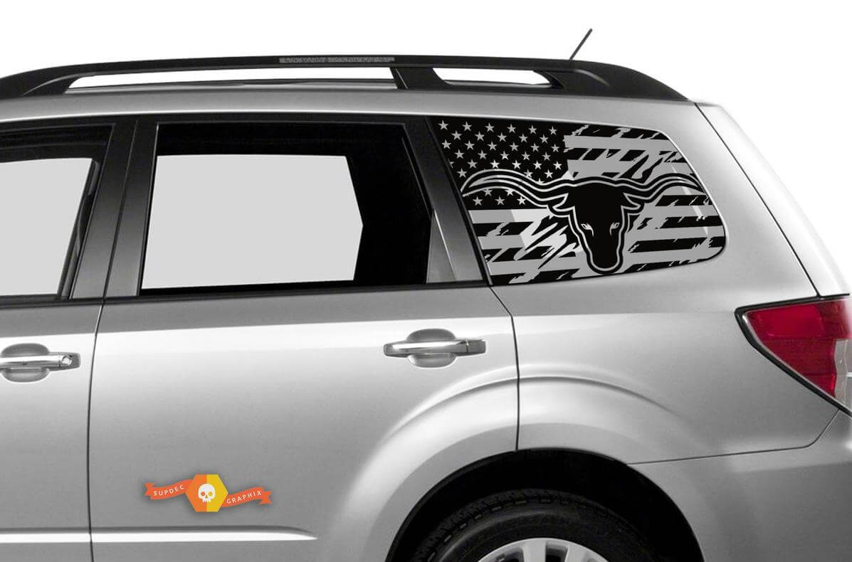 Suba Ascent Forester Hardtop, USA-Flagge, zerstörter Windschutzscheiben-Aufkleber, JKU JLU 2007–2019 oder Tacoma 4Runner Tundra Dodge Challenger Charger Wrangler Rubicon – 95
