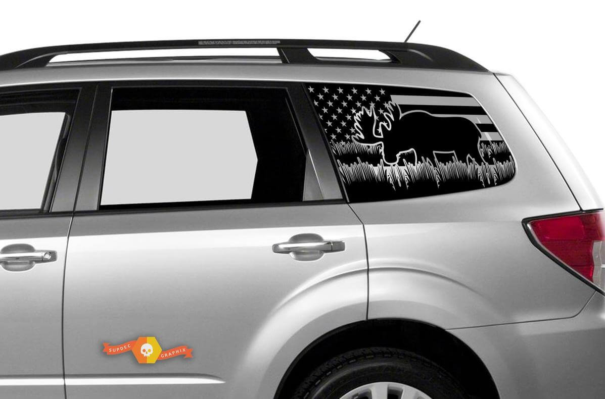 Suba Ascent Forester Hardtop USA Flagge Elch Windschutzscheiben-Aufkleber JKU JLU 2007–2019 oder Tacoma 4Runner Tundra Dodge Challenger Charger Wrangler Rubicon – 97
