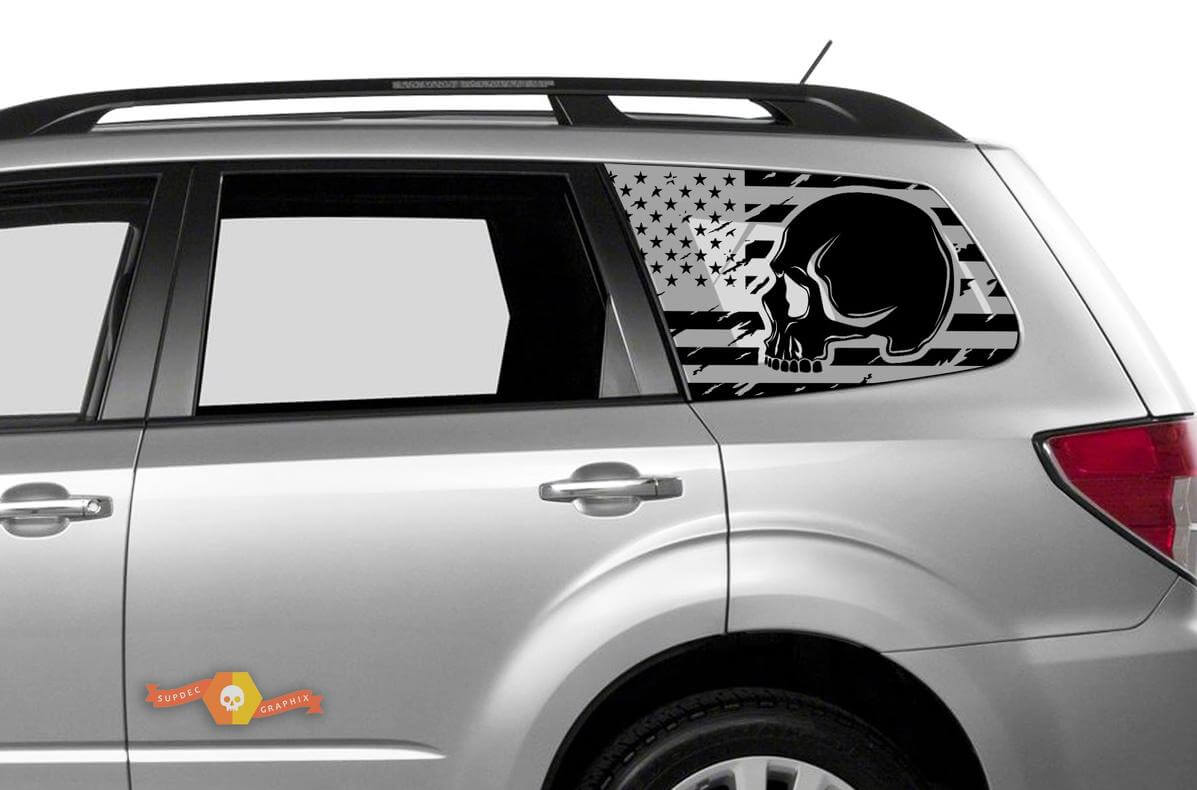 Hardtop USA Flag Berge Totenkopf Zerstörte Windschutzscheibe Vinyl-Aufkleber Decal 2 für Subaru