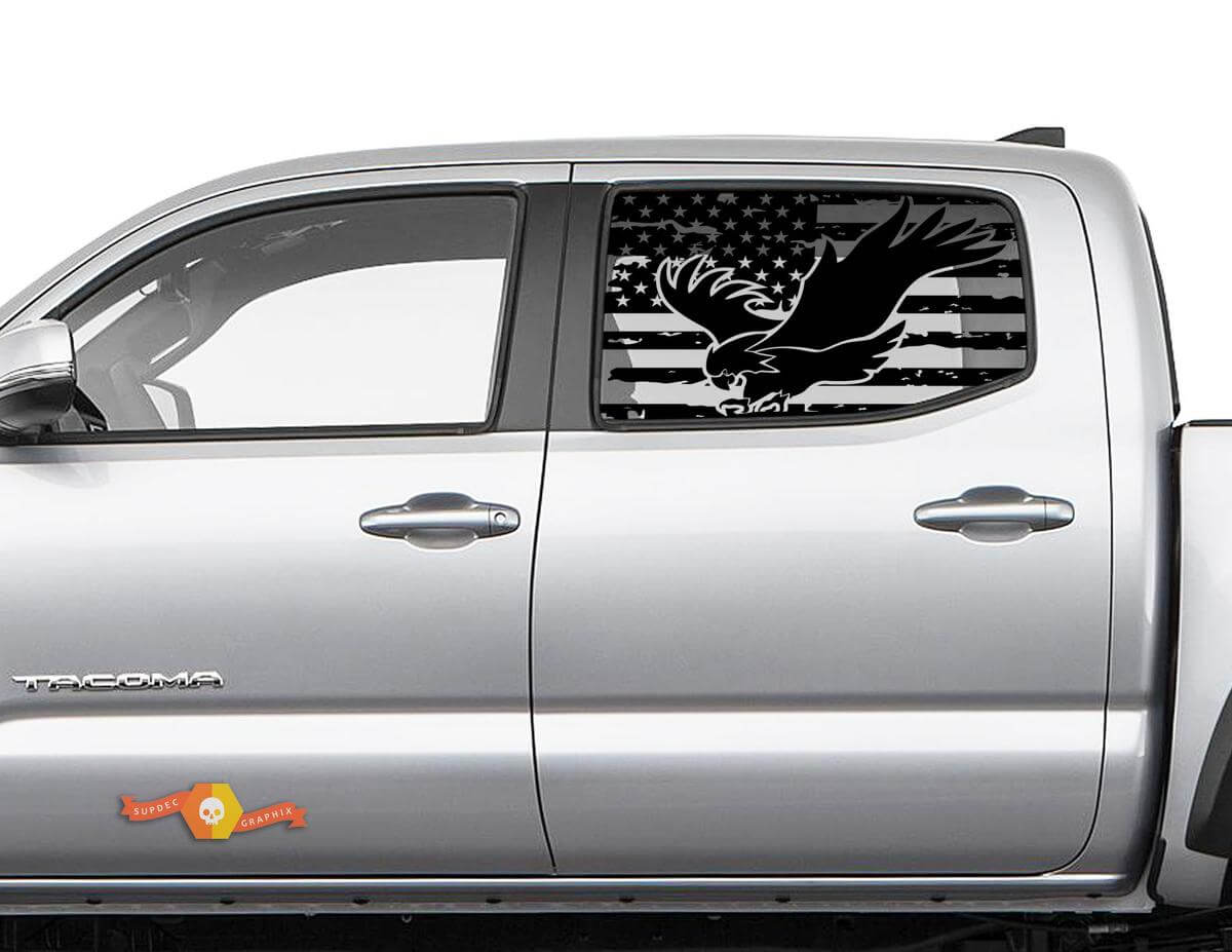 Toyota Tacoma 4Runner Tundra Hardtop USA Flagge Forest Eagle Windschutzscheiben-Aufkleber JKU JLU 2007–2019 oder Dodge Challenger Charger Suba Ascent Forester Wrangler Rubicon – 114
