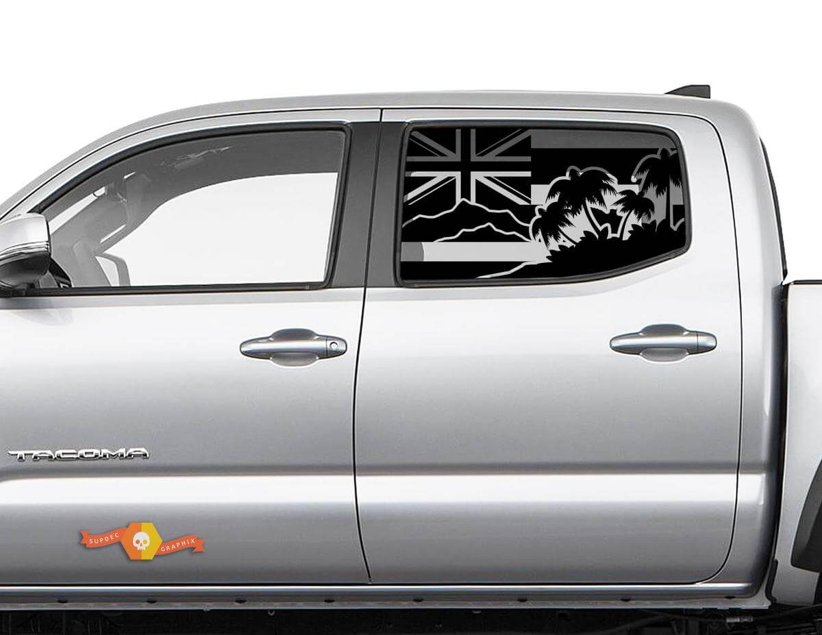 Seitenfensteraufkleber mit Flagge von Hawaii Halm Island, passend für Toyota Tacoma 4Runner Tundra
