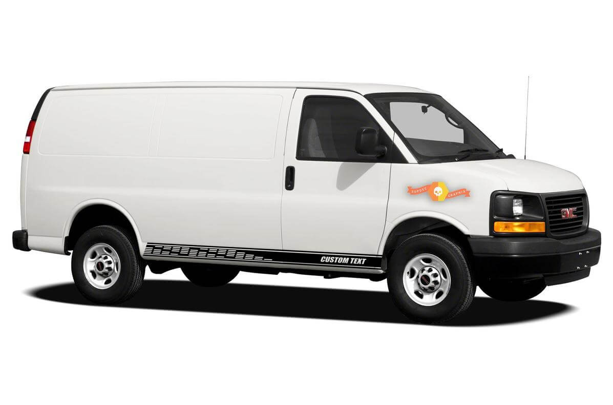 Racing Rocker Panel Stripes Vinyl-Aufkleber für GMC Savana Cargo
