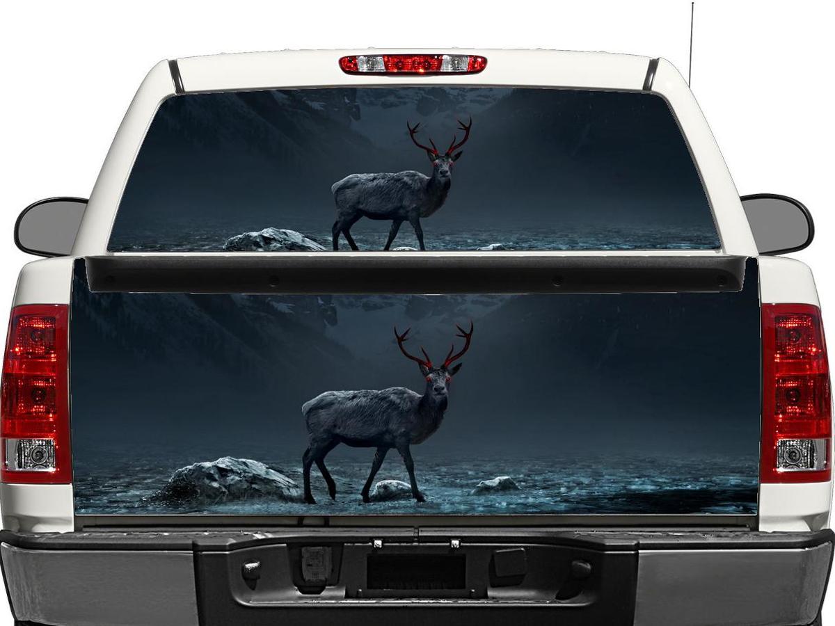 Deer Elch mit roten Augen Heckscheibe ODER Heckklappe Aufkleber Aufkleber Pick-up Truck SUV Car
