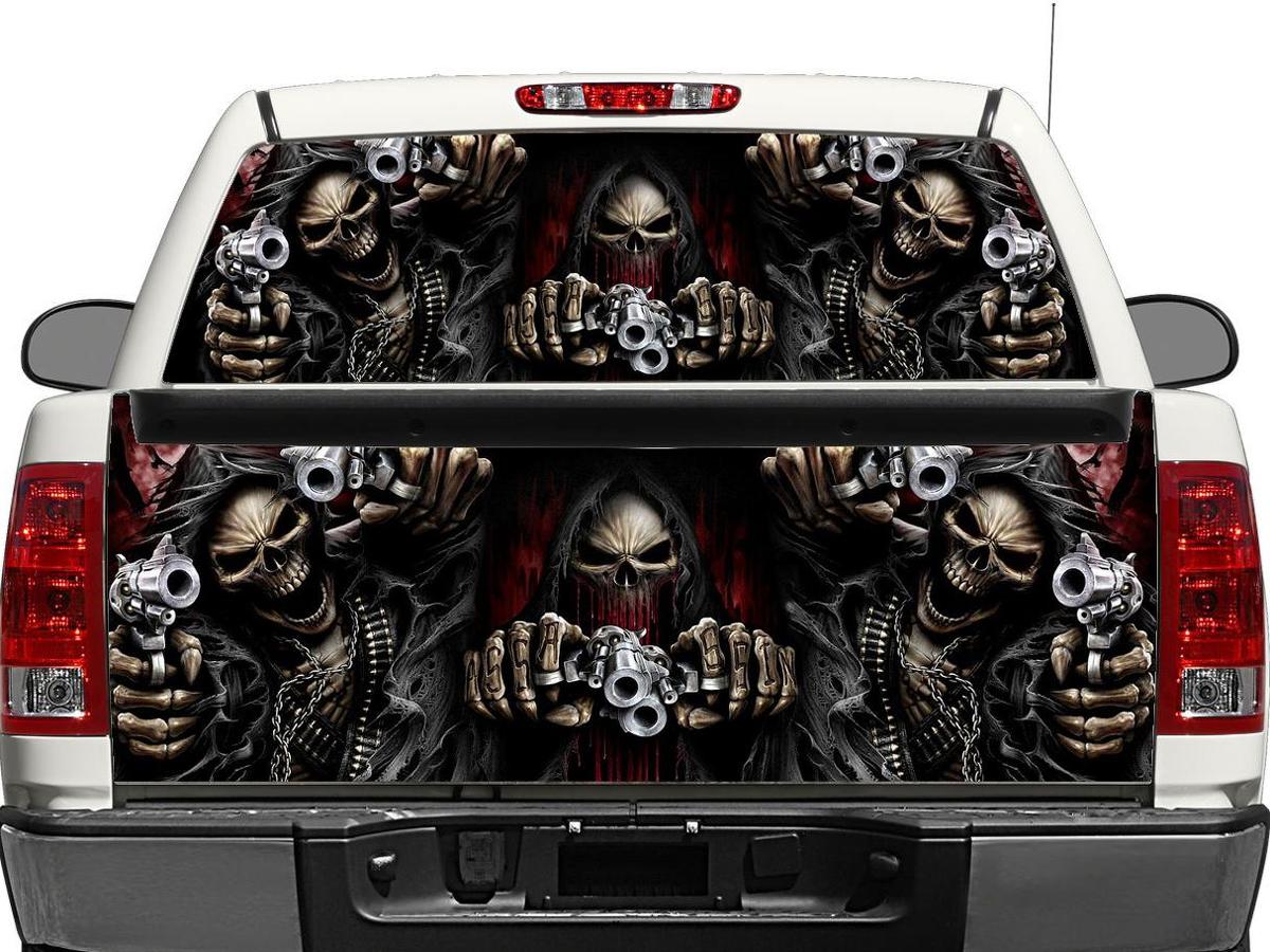 Skull Death Pistols Heckscheibe ODER Heckklappe Aufkleber Aufkleber Pick-up Truck SUV Car
