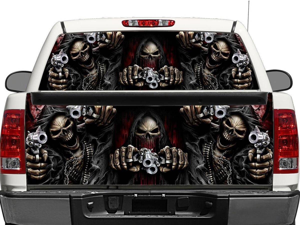 Skull Pistols Aufkleberfolie für die Heckscheibe oder Heckklappe von Pickup Truck SUV