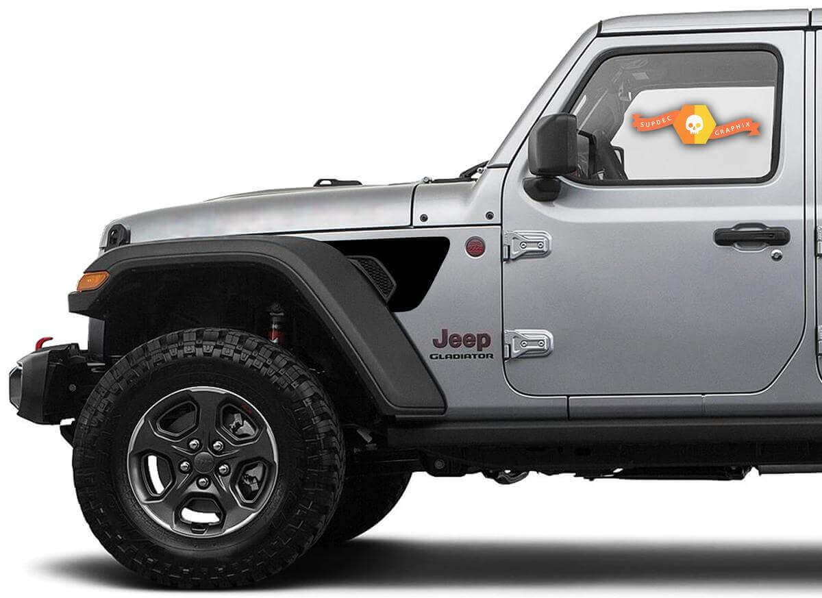 Gravity Style Kotflügel-Luftauslass Blackout Vinyl Aufkleber Set für Jeep Gladiator JT Wrangler JL JLU