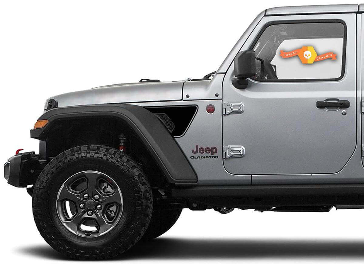 Schwarzes Fender-Luftauslass-Vinyl-Aufkleber-Set für Jeep Gladiator & Wrangler