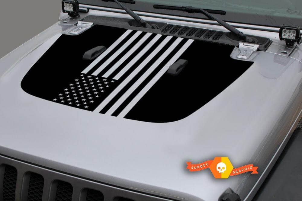 USA-Flaggen-Motorhauben-Vinylaufkleber für Jeep Gladiator JT und Wrangler JL JLU