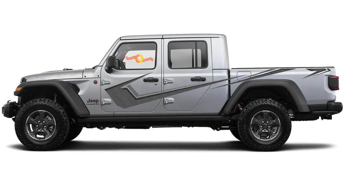 Jeep Gladiator Seite JT Wrangler JL JLU Punktstruktur Türen Streifen Stil Vinyl-Aufkleber Grafik-Kit für 2018-2021
