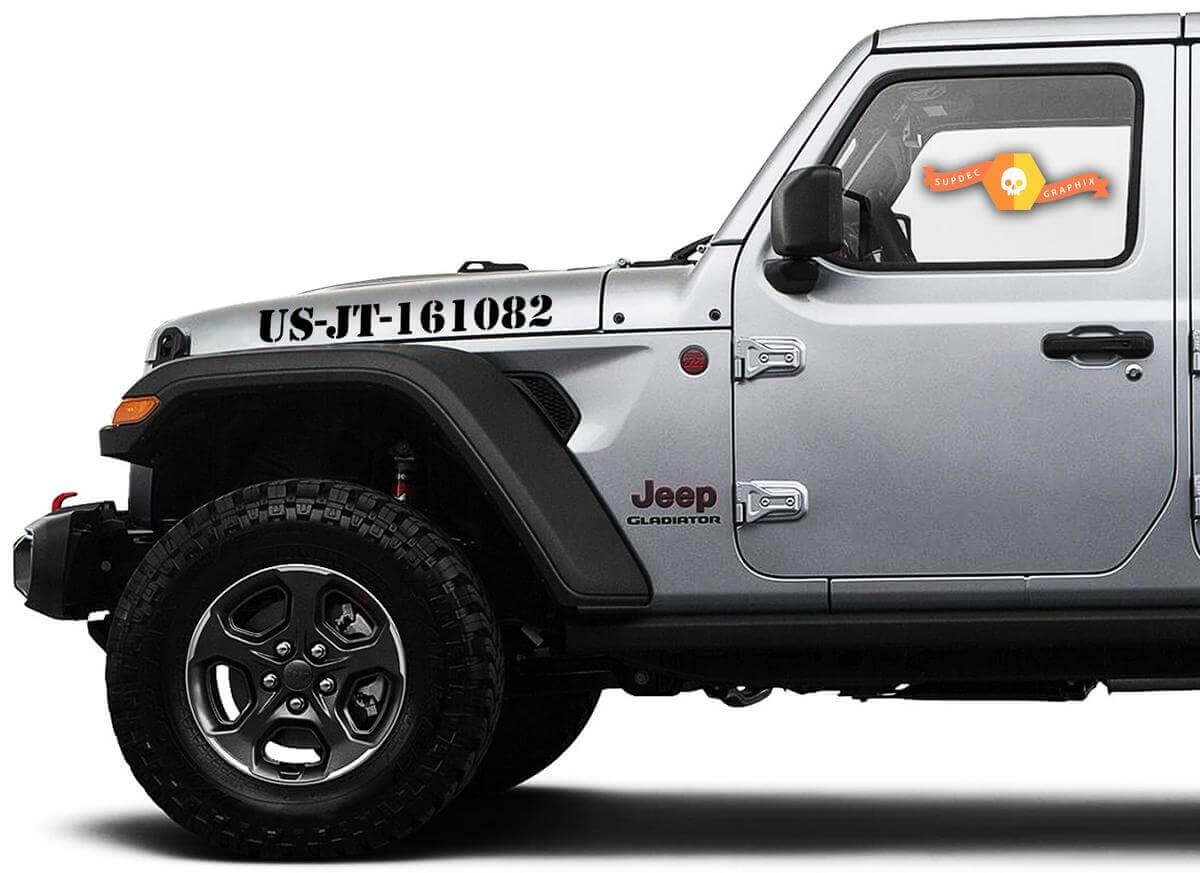 Benutzerdefinierter Schriftzug Motorhauben-Vinylaufkleber-Kit für Jeep Gladiator JT Wrangler JL JLU