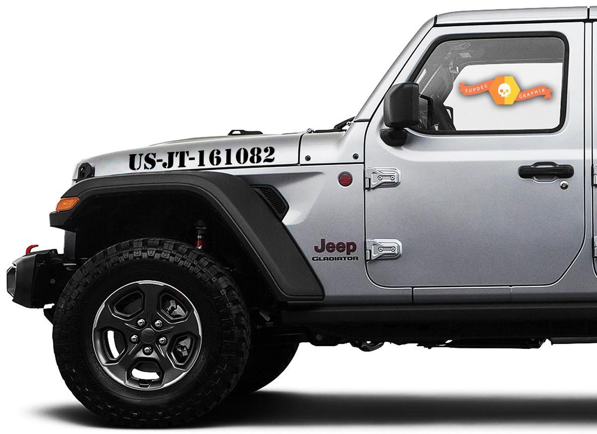 Paar Jeep Gladiator Seite JT Wrangler JL JLU Benutzerdefinierte Text Hood Schriftzug Grafiken Vinyl Aufkleber Aufkleber Grafik-Kit für 2018-2021