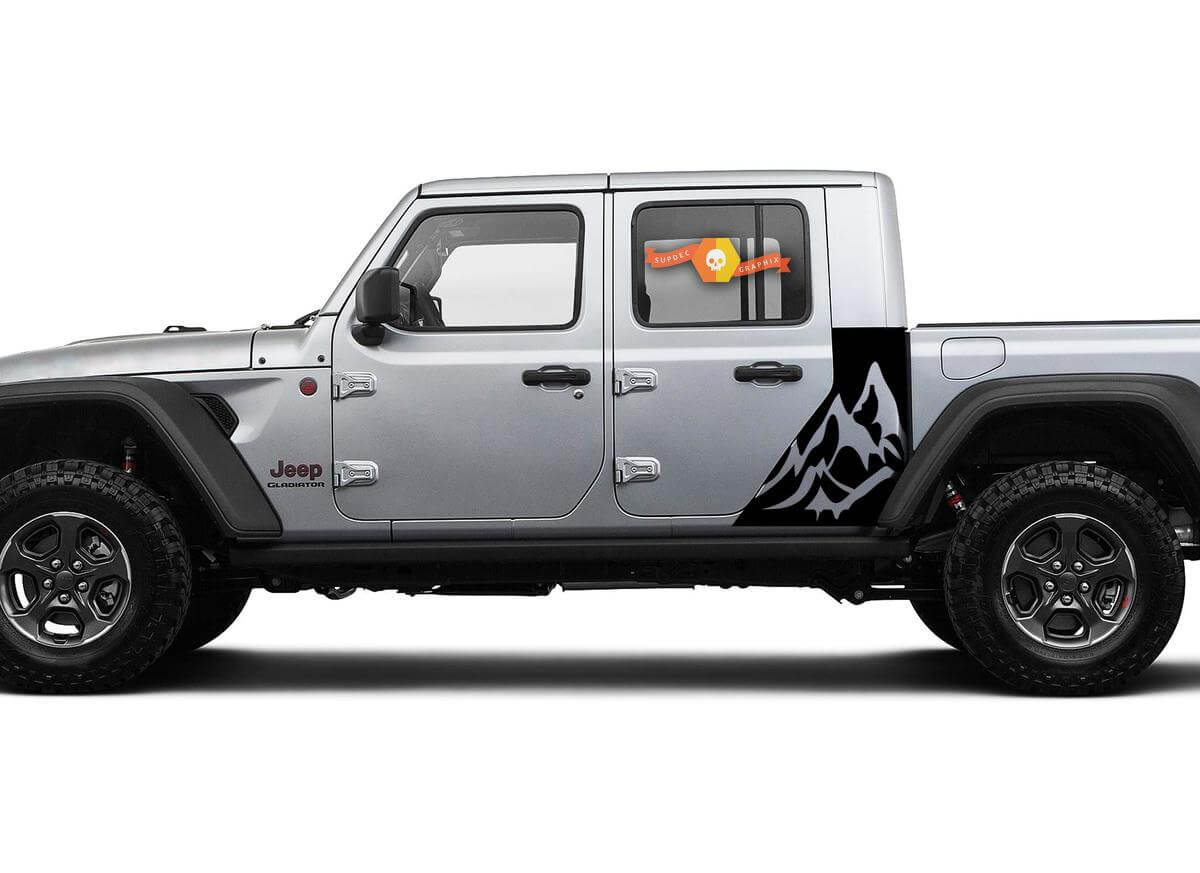 Jeep Gladiator 2 Side Mountains Aufkleber Aufkleber Factory Style Body Vinyl Graphic Stripes Kit 2018–2021
