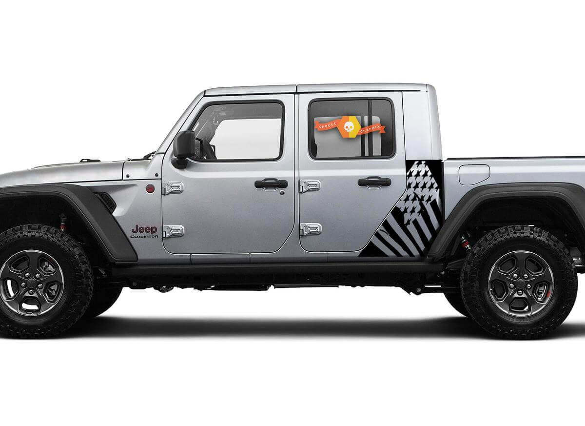 Seitenflagge USA Karosserie Vinyl-Grafik-Kit Aufkleber Sticker 2 für Jeep Gladiator