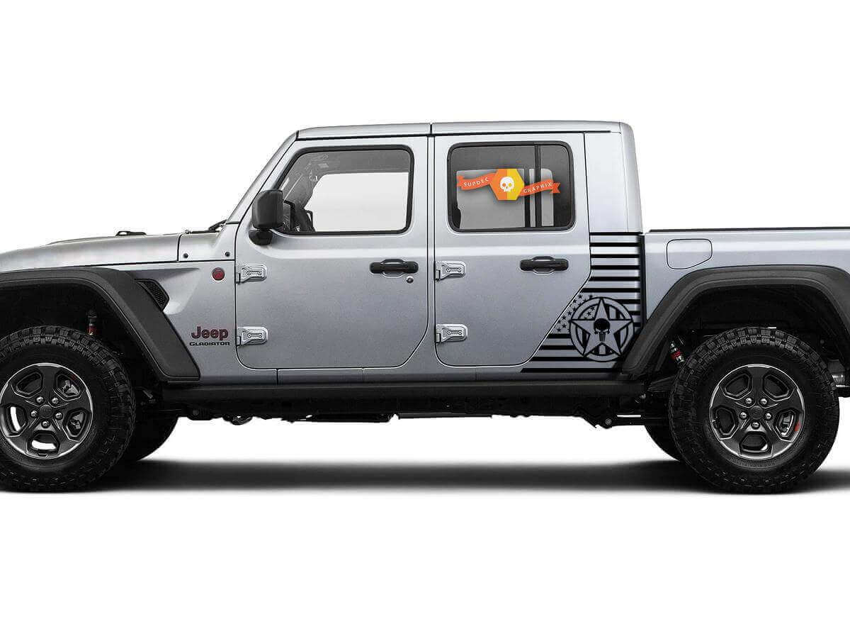 US-Flagge Militärstern seitlicher Vinyl-Aufkleber für Jeep Gladiator