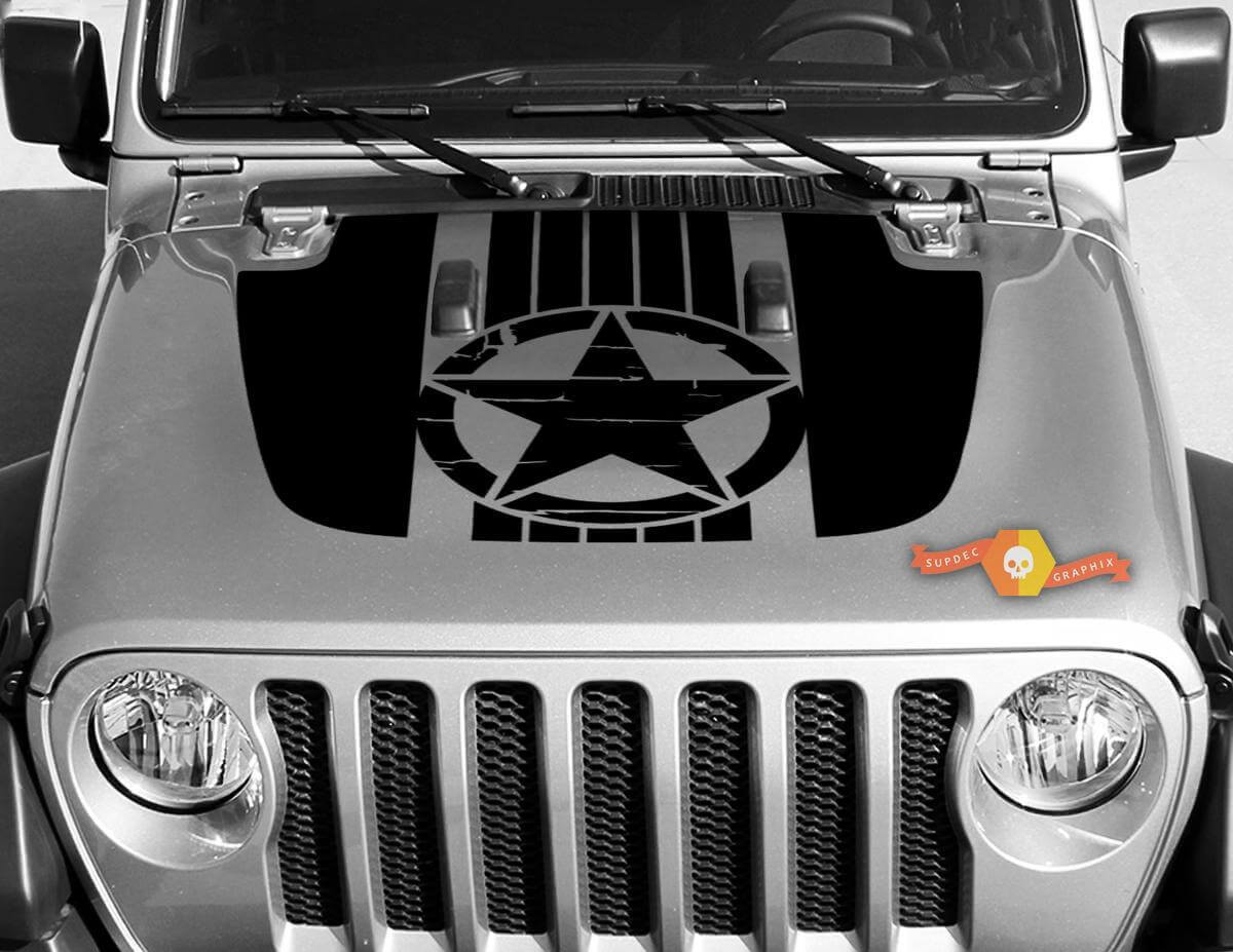 Militärischer Kriegsstern Motorhauben-Vinylaufkleber-Kit für Jeep Gladiator und Wrangler